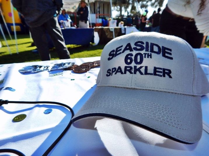 White and blue Seaside 60th Sparkler Hat